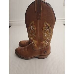HH Double H DH5159 Western Boots Womens 7.5 M Pull On Cowboy Brown Leather Rodeo